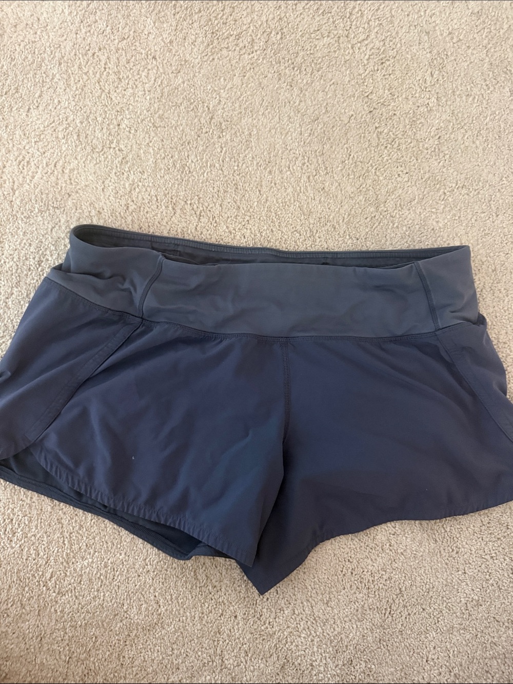 lululemon athletica navy athletic shorts with charcoal waist